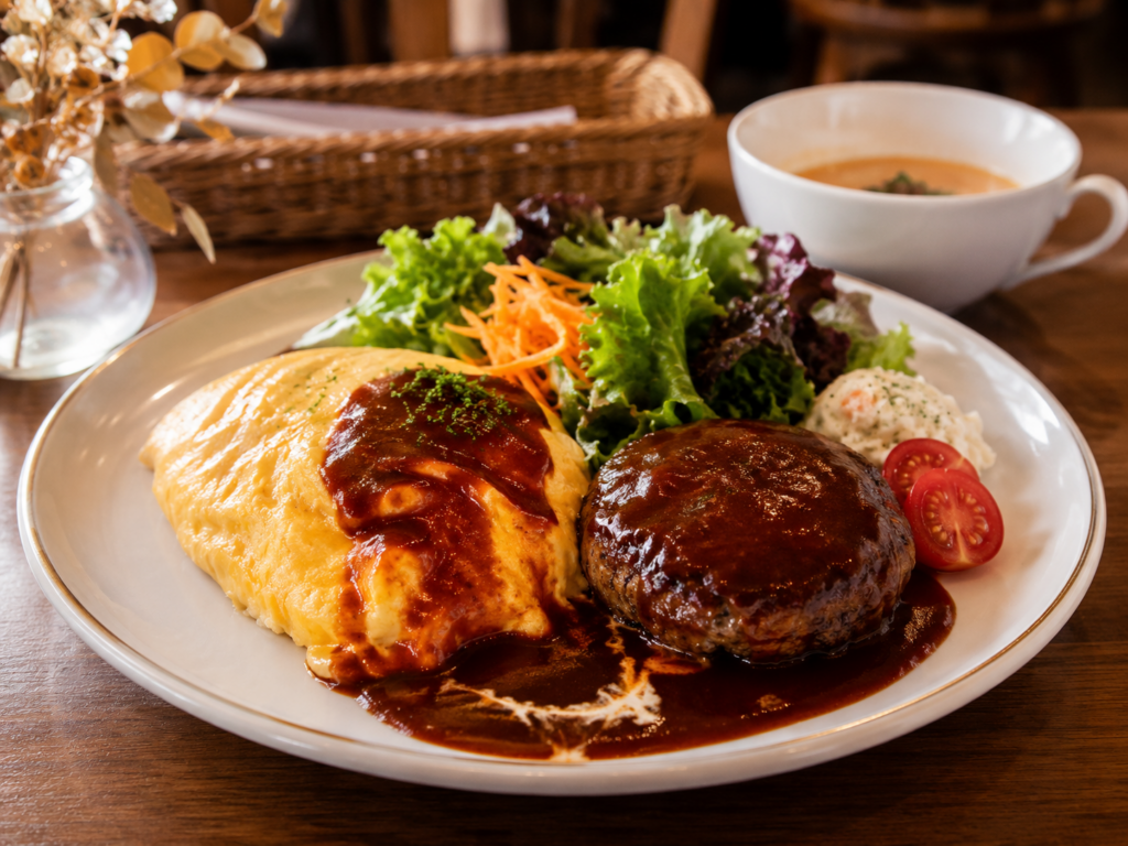 洋食カフェ Demoのオムライスとハンバーグのイメージ